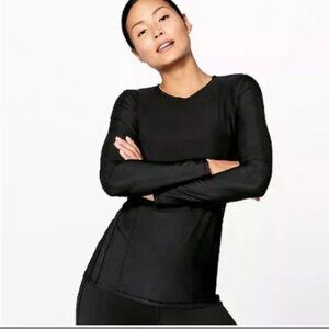 Lululemon Black Long Sleeve Workout Top Sheer Panel at Back 6